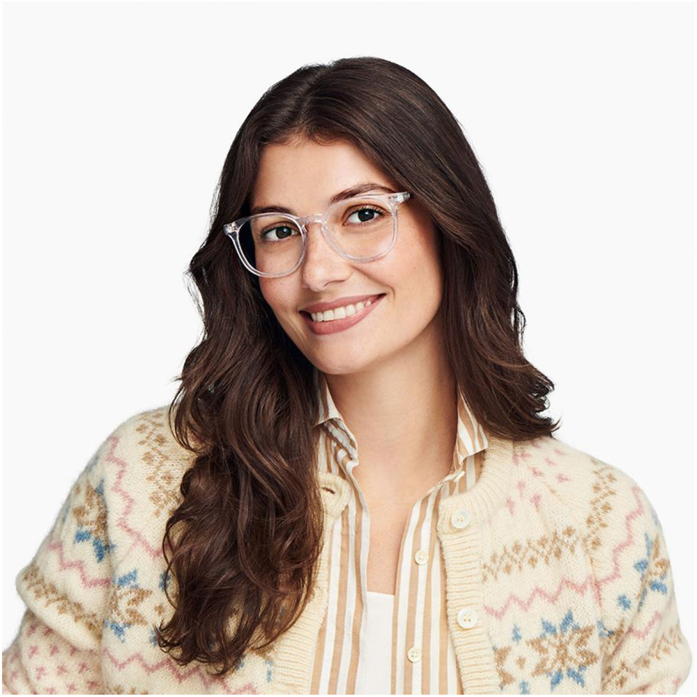 Warby Parker Eyeglasses Carlton Crystal Clear Rectangular Optical Frame Unisex